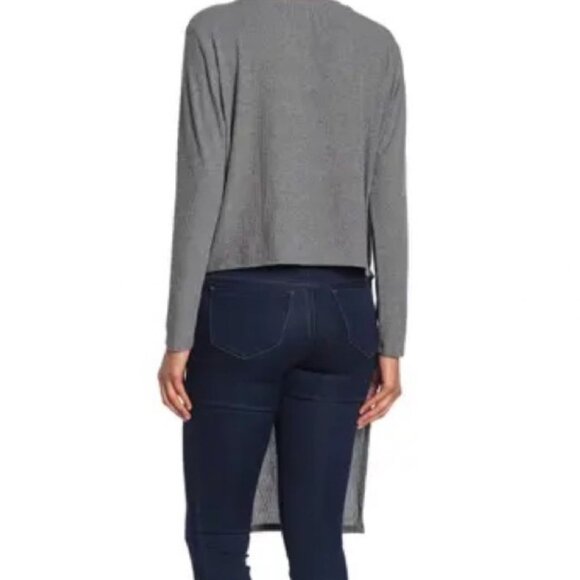 ASTR The Label Gray Ribbed Tie Front Long Sleeve Sweater Top Women’s Medium - Picture 5 of 5